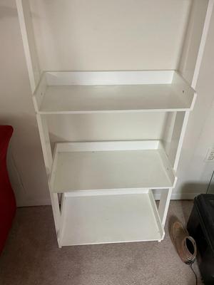 Pair of White Freestanding Ladder-Style Shelving Units