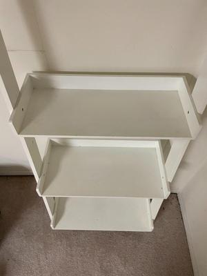 Pair of White Freestanding Ladder-Style Shelving Units