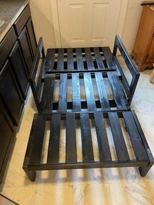 Black Wood Convertible Chair and Ottoman Set