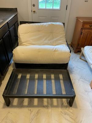 Black Wood Convertible Chair and Ottoman Set