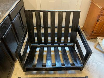Black Wood Convertible Chair and Ottoman Set