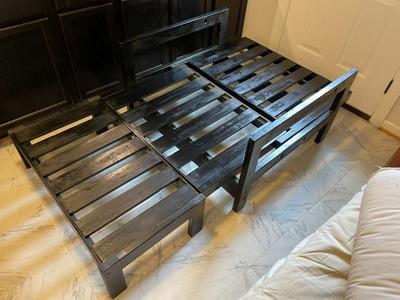 Black Wood Convertible Chair and Ottoman Set