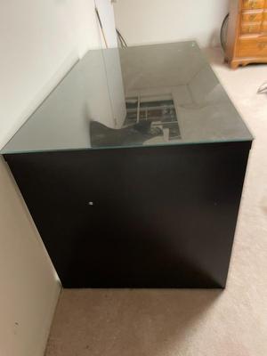 Dark Wood Desk with Glass Top Surface