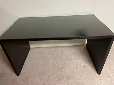 Dark Wood Desk with Glass Top Surface