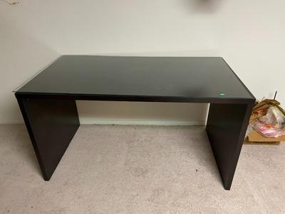 Dark Wood Desk with Glass Top Surface