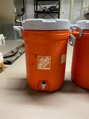 Three Home Depot 5-Gallon Beverage Coolers