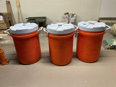 Three Home Depot 5-Gallon Beverage Coolers