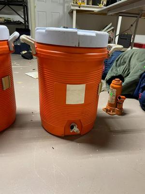 Three Home Depot 5-Gallon Beverage Coolers
