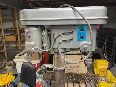 Vintage Industrial Bench Drill Press with Induction Motor