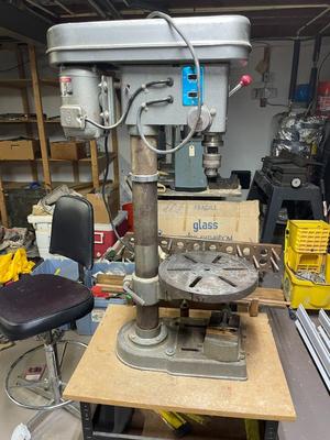 Vintage Industrial Bench Drill Press with Induction Motor