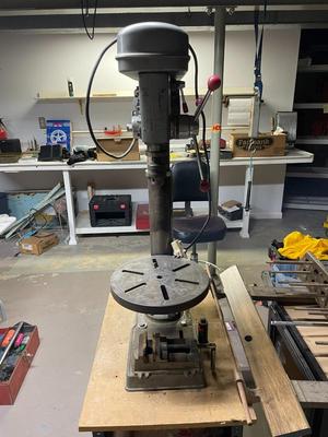 Vintage Industrial Bench Drill Press with Induction Motor