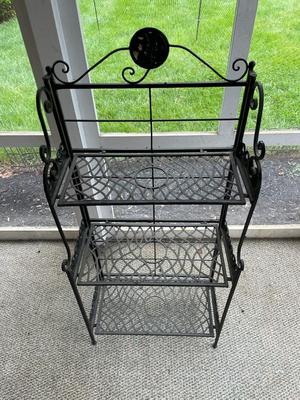 Black Wrought Iron Three-Tier Bakers Rack