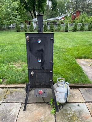 Custom Made Black Outdoor Propane Smoker with Multiple Racks