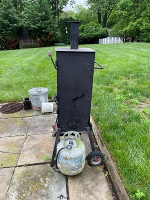 Custom Made Black Outdoor Propane Smoker with Multiple Racks