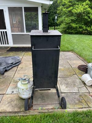 Custom Made Black Outdoor Propane Smoker with Multiple Racks