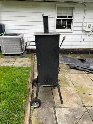 Custom Made Black Outdoor Propane Smoker with Multiple Racks
