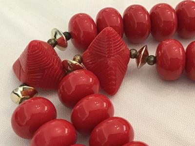 Vintage Red Beaded Necklace