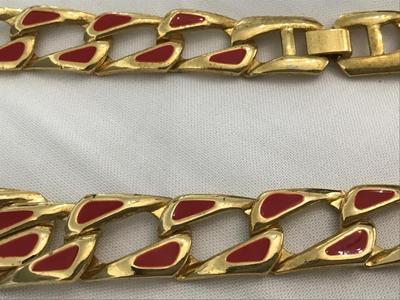 Gold Link Red Splash Collar Necklace