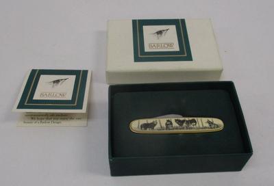 Vintage Barlow Gray Wolf Folding 2 Blade Knife National Wildlife Federation