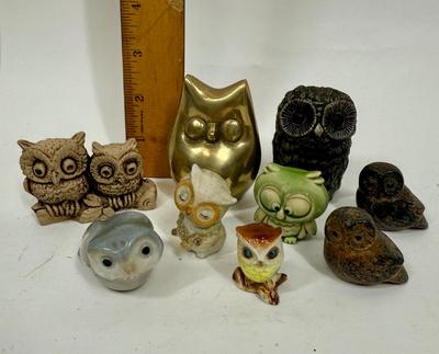 Vintage Owl Collection - ceramic, brass, resin, misc.