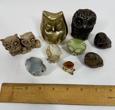 Vintage Owl Collection - ceramic, brass, resin, misc.