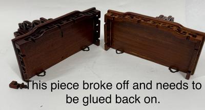 Vintage Pair of Chinoiserie Cherry Wood Wall Shelves