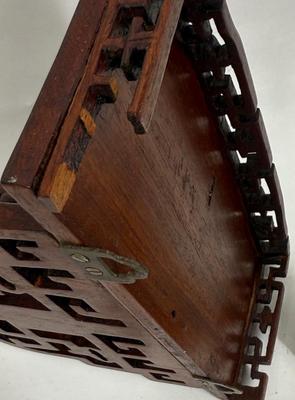Vintage Pair of Chinoiserie Cherry Wood Wall Shelves