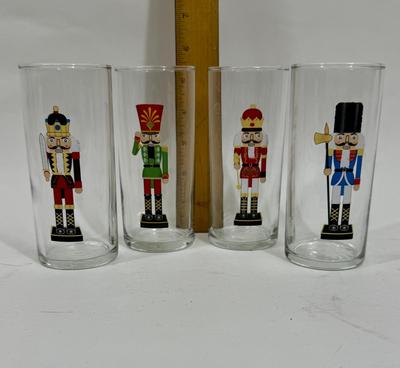 Christmas Nutcracker Glasses Set of 4 Chic Holiday Barware