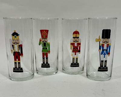 Christmas Nutcracker Glasses Set of 4 Chic Holiday Barware