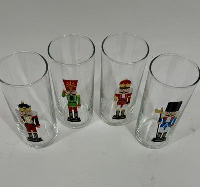 Christmas Nutcracker Glasses Set of 4 Chic Holiday Barware