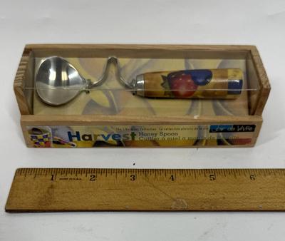 Harvest Honey Spoon in Wooden Crate Joie de Vivre Wood Crate NEW