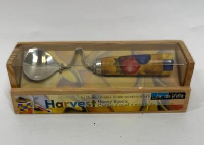 Harvest Honey Spoon in Wooden Crate Joie de Vivre Wood Crate NEW