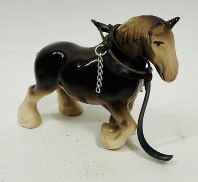 Vintage Porcelain Ceramic Clydesdale Horse Figurine with yoke