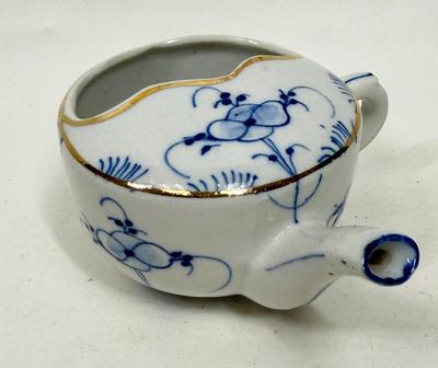 Invalid Sick Person Feeding Cup 1920s - Blue White Porcelain china 3"