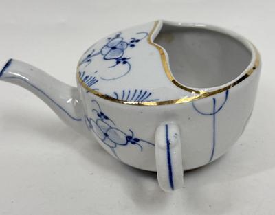 Invalid Sick Person Feeding Cup 1920s - Blue White Porcelain china 3"