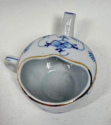 Invalid Sick Person Feeding Cup 1920s - Blue White Porcelain china 3"