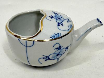 Invalid Sick Person Feeding Cup 1920s - Blue White Porcelain china 3"