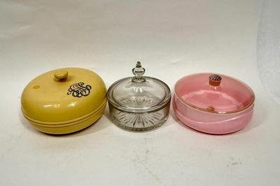 Lot of 3 Vintage Powder Boxes or use for Trinkets Jewelry Vanity