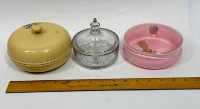 Lot of 3 Vintage Powder Boxes or use for Trinkets Jewelry Vanity