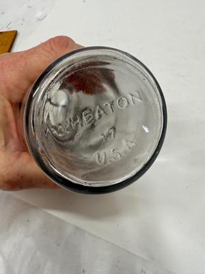 2 Vintage Wheaton Glass Jar w/ Wire Bail & Lid - USA Made