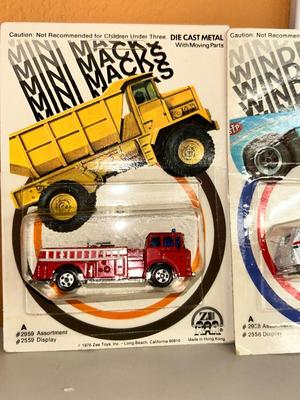 1971 TOOTSIE TOYS IN ORIGINAL PACKAGE, ALONG WITH 1976 MINI MACK AND WINDRACER & TOOTSIE TOY ARMY TANK