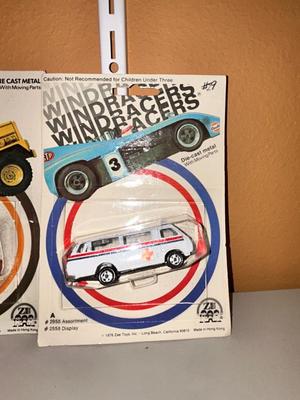 1971 TOOTSIE TOYS IN ORIGINAL PACKAGE, ALONG WITH 1976 MINI MACK AND WINDRACER & TOOTSIE TOY ARMY TANK