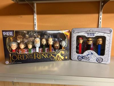 LORD OF THE RINGS COLLECTIBLE PEZ IN ORIGINAL PACKAGING , AND ORANGE COUNTY CHOPPERS PEZ IN COLLECTIBLE TIN