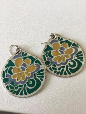 Rusty beautiful colorful round earrings