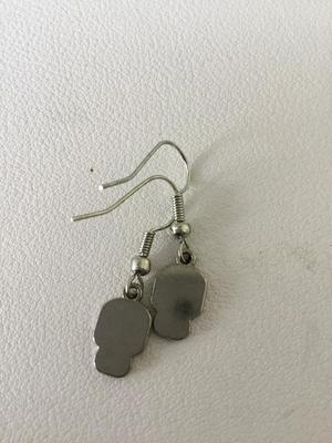 Silver tone skull heart eyes fashion earrings