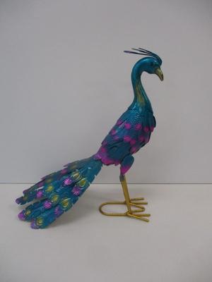 Multi-color Metallic Peacock Figure 15" Tall