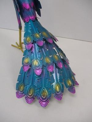 Multi-color Metallic Peacock Figure 15" Tall