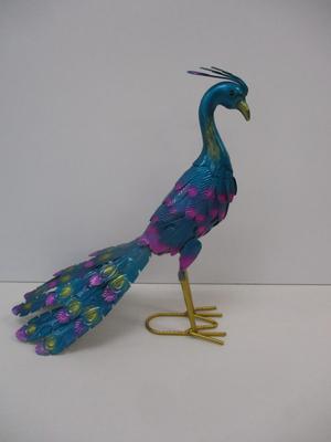 Multi-color Metallic Peacock Figure 15" Tall