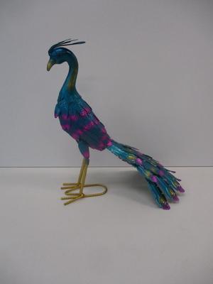 Multi-color Metallic Peacock Figure 15" Tall