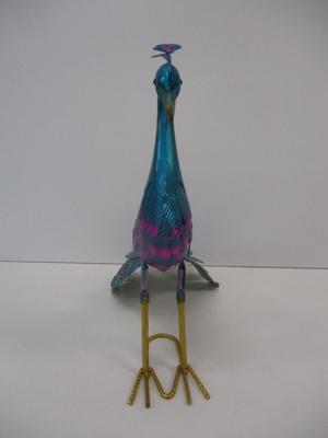 Multi-color Metallic Peacock Figure 15" Tall